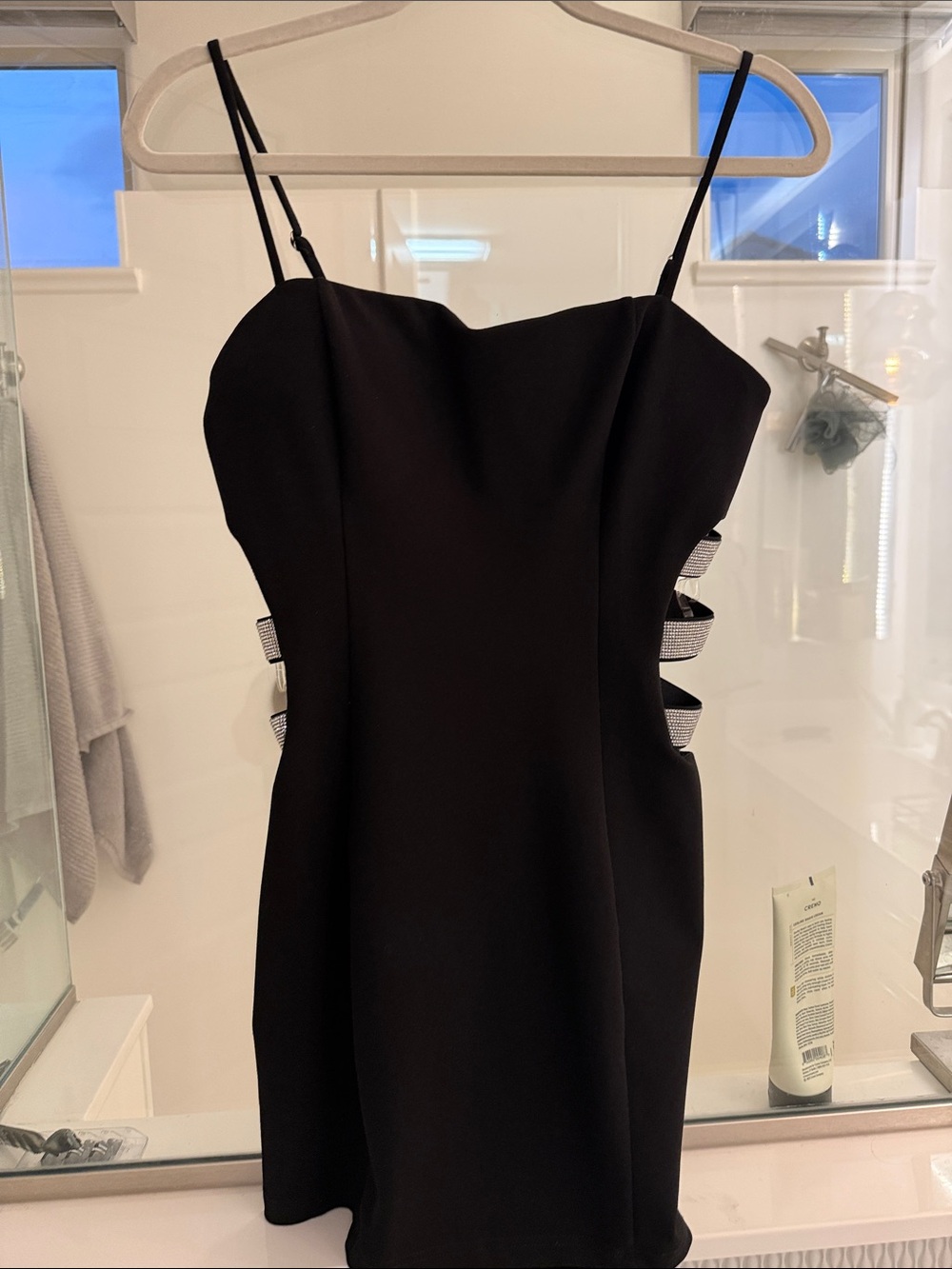 Windsor Black Mini Dress with Rhinestone Side Straps - Picture 5 of 6